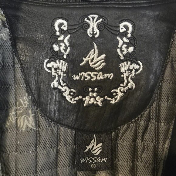 Al Wissam Men’s Embossed Genuine Leather Bomber Jacket Big & Tall, Tribal Design - Picture 12 of 15